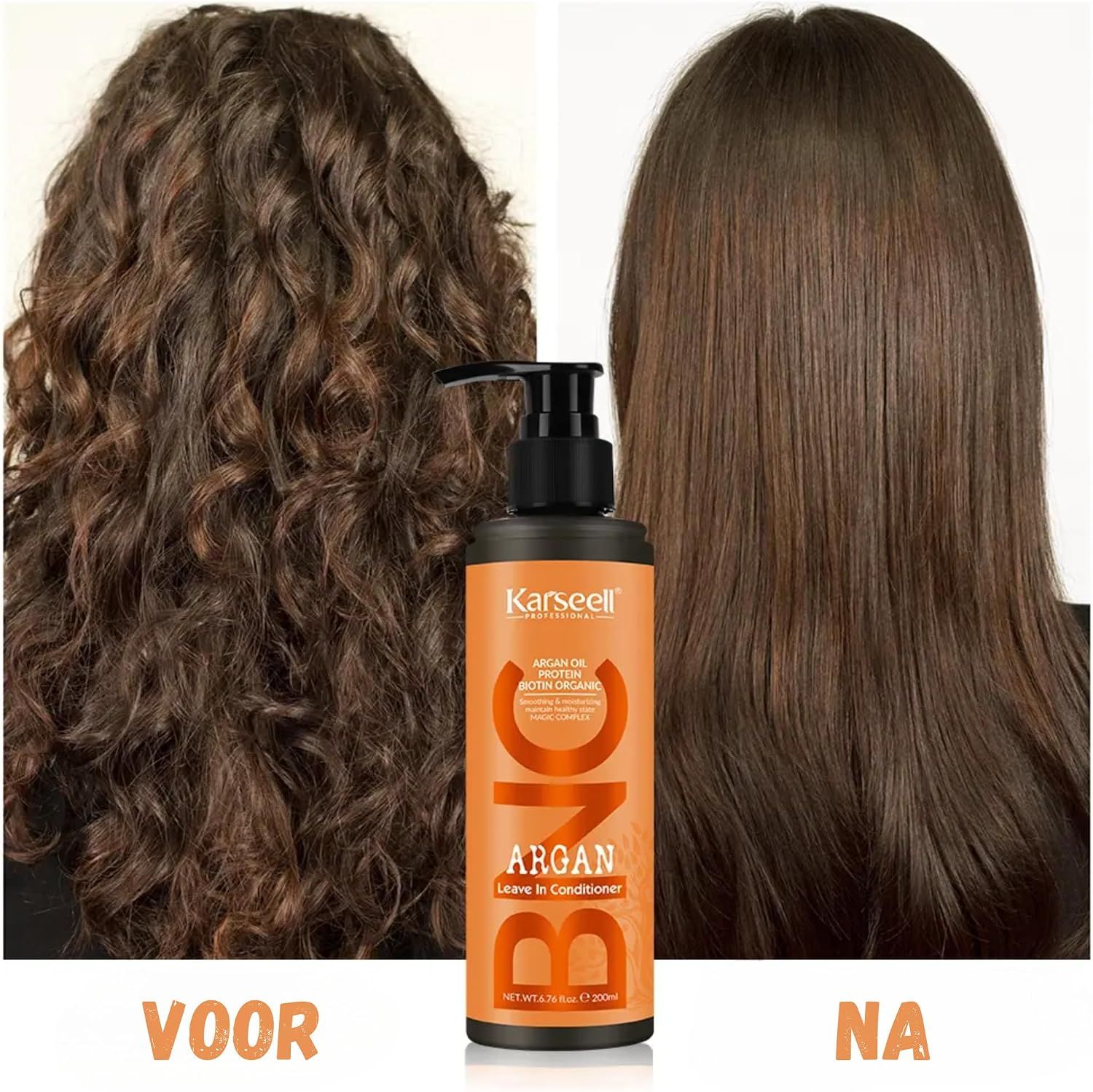 Karseell Argan Leave-In Conditioner fles met pompdispenser, 200ml.