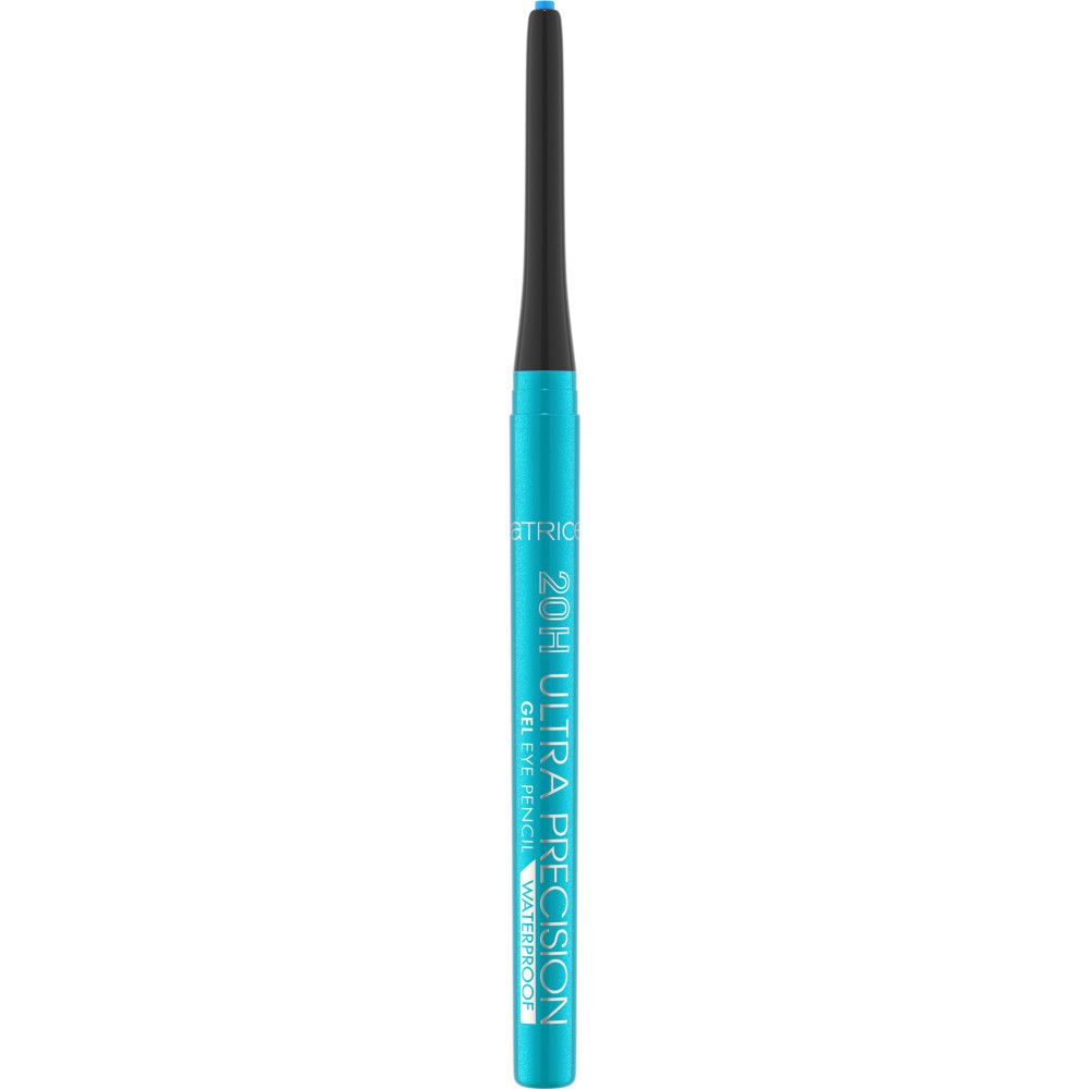 Crayon gel pour les yeux turquoise. Inscription : 20H Ultra Précision Gel Eye Pencil Waterproof. Pointe noire.