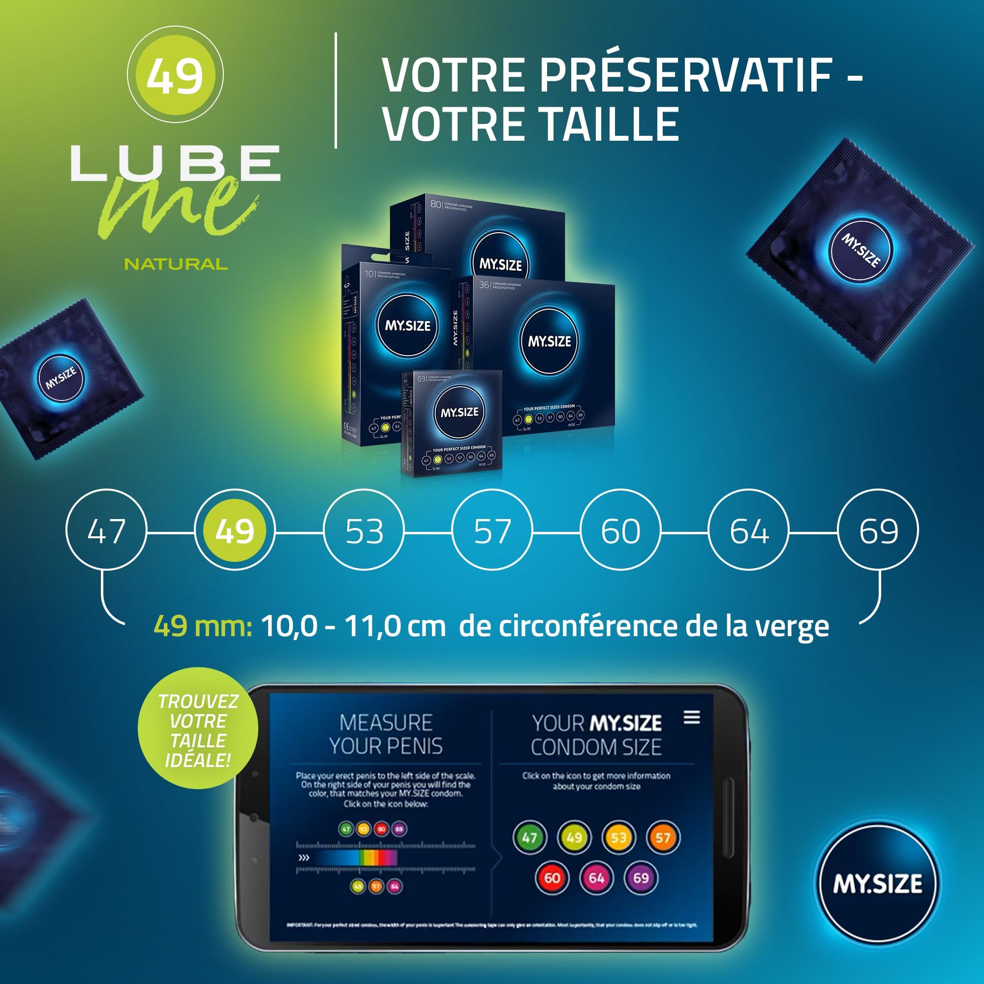 MY.SIZE PRO Préservatifs + LUBE ME Natural + Body Candle Set