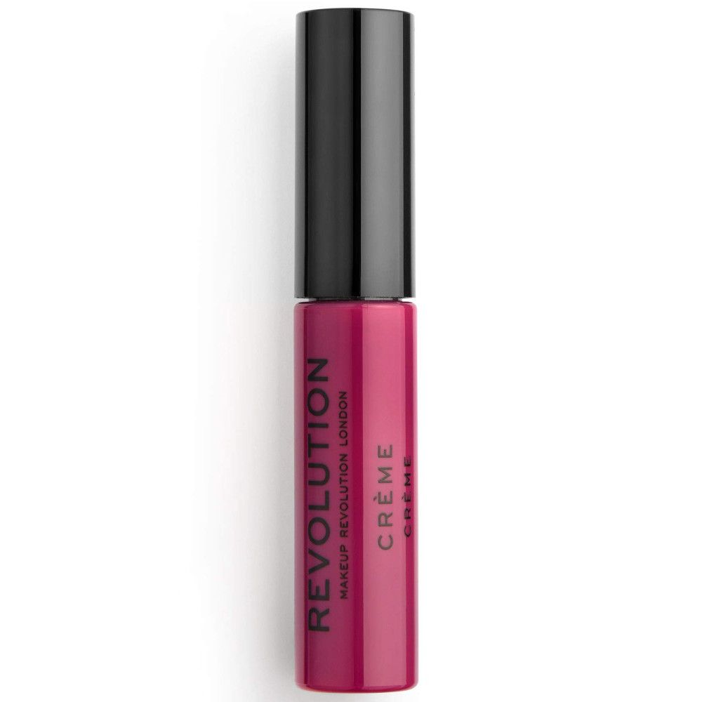 Rouge à lèvres crème fermé. Capuchon noir, tube rose. Nom du produit et marque visibles.