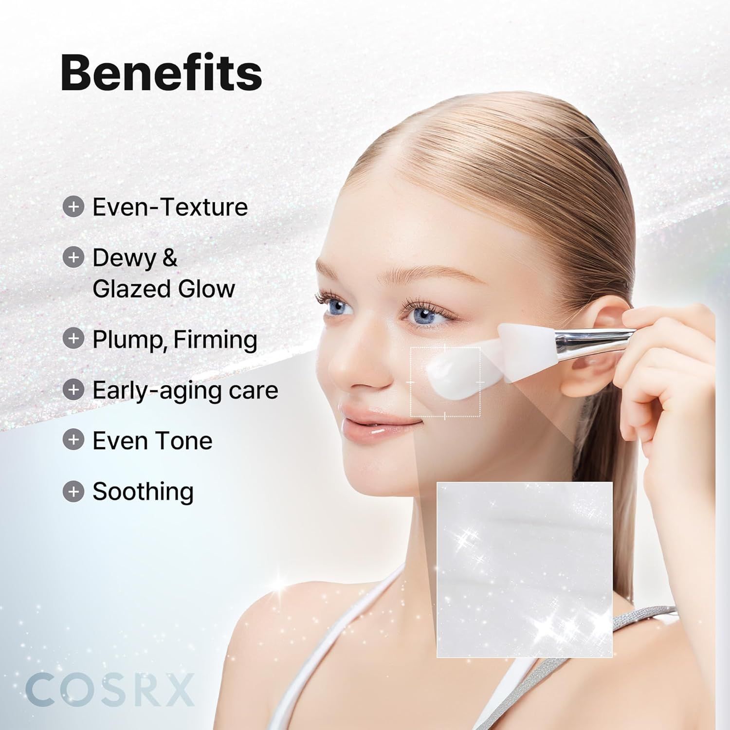Avantages du masque PDRN Exosome Skinplaning Glaze Mask : Texture uniforme, éclat, fermeté.