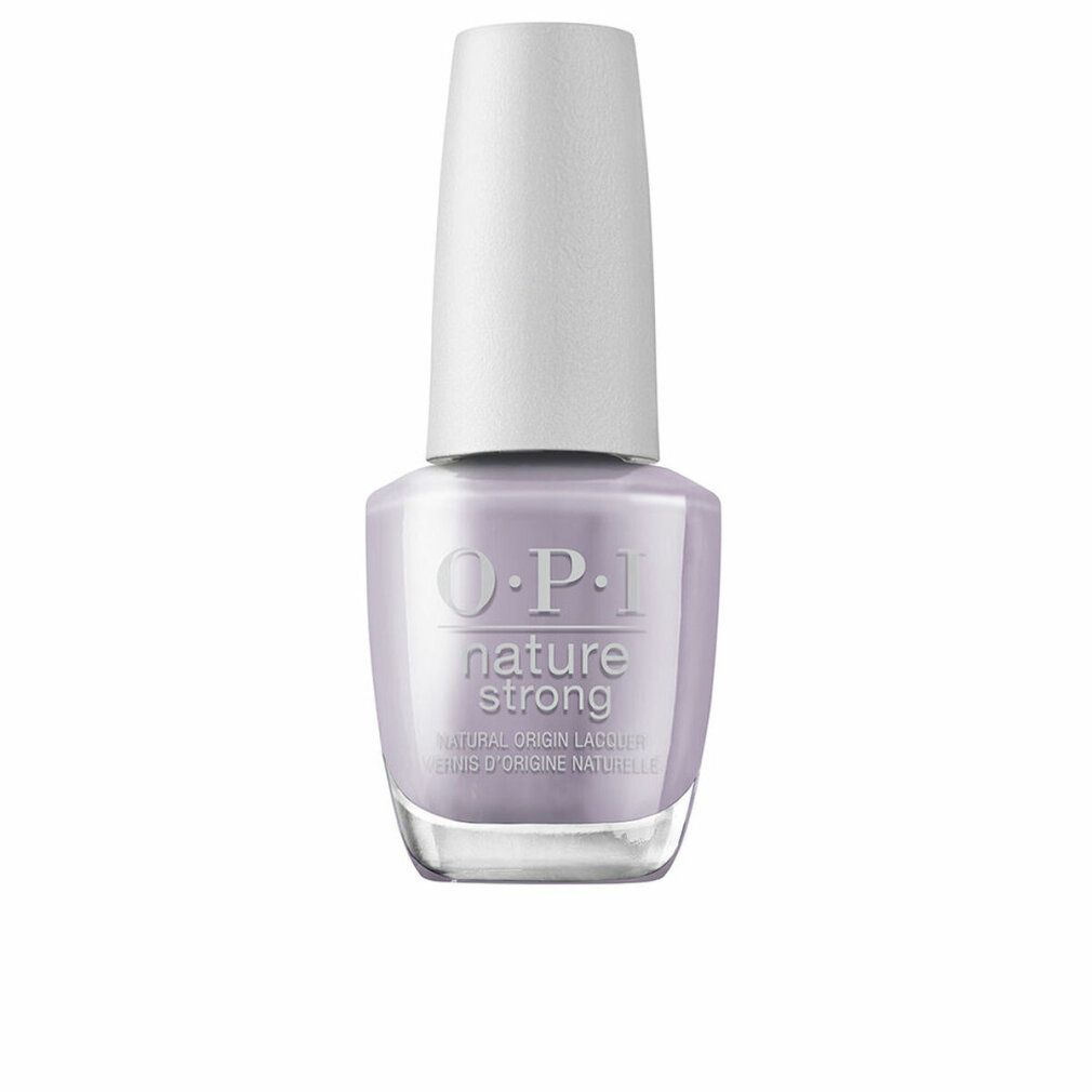 Flacon de vernis à ongles lilas clair, bouchon blanc. O.P.I. nature strong.