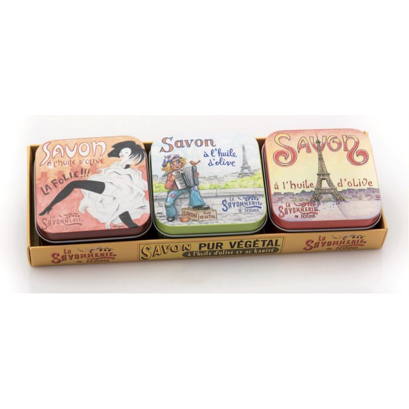 La Savonnerie de Nyons - boîte métal avec savon - 3 pcs. Coffret à savon "Paris 2"