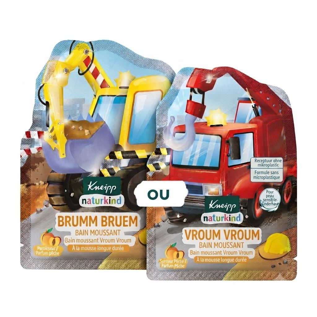 Arrière de l'emballage avec images des produits et instructions d'utilisation.