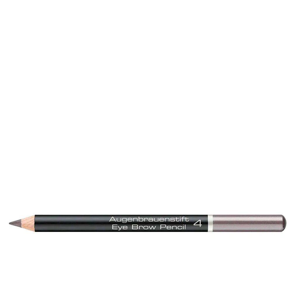 Wenkbrauwpotlood 4 Light Grey Brown. Zwart potlood met zilverkleurig uiteinde. Opschrift: Augenbrauenstift, Eye Brow Pencil, 4.