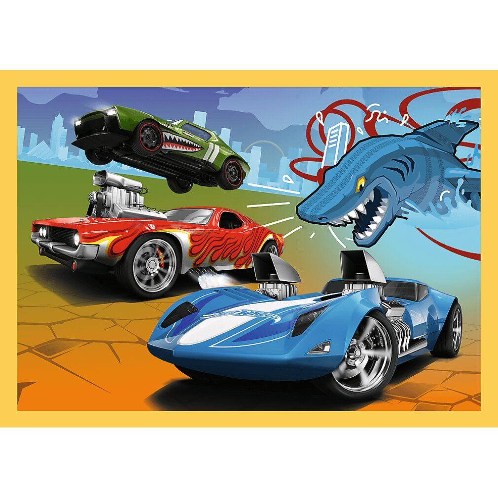 trefl 34627 Puzzle 4en1 véhicules à roues chaudes