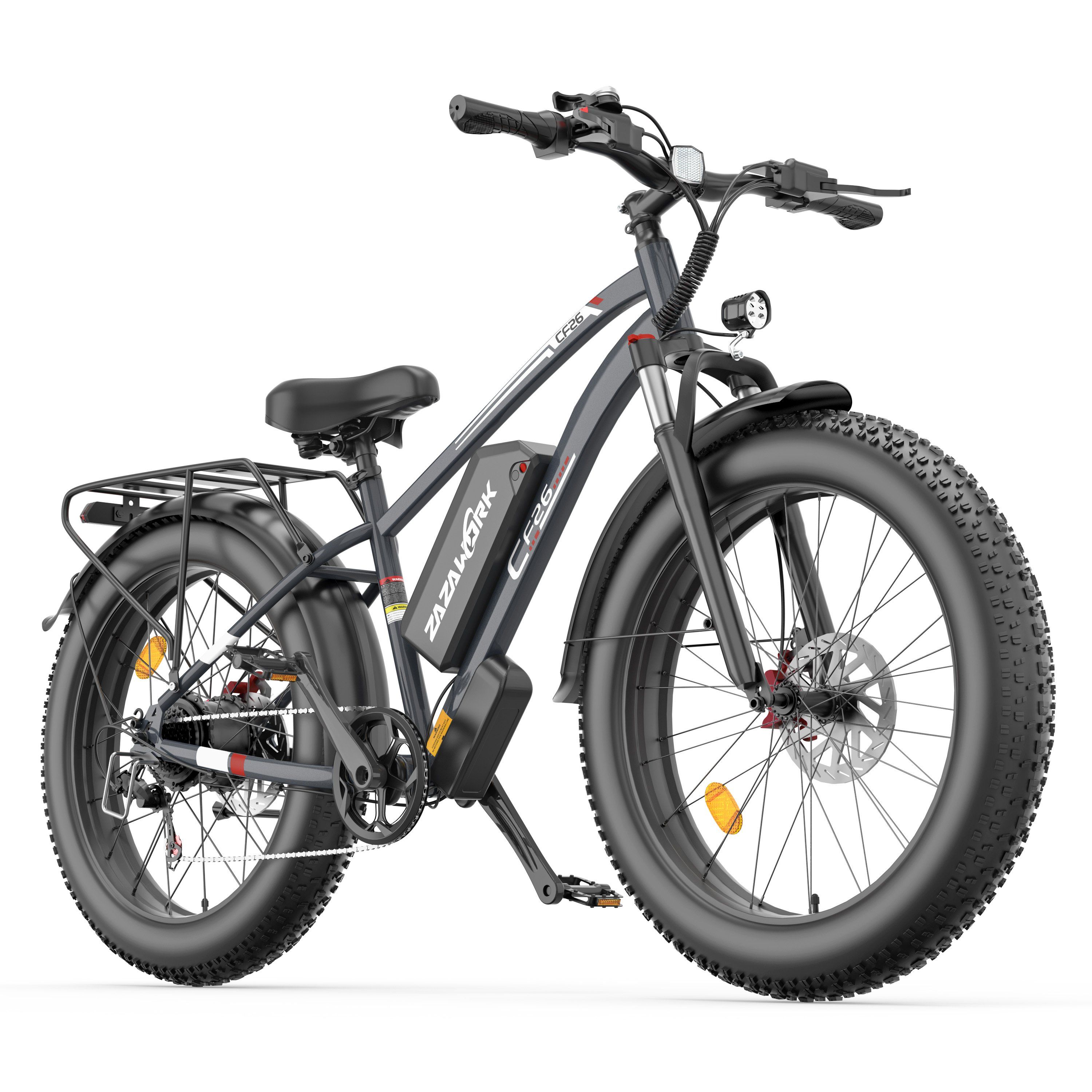 ZAZAWORK CF26 Elektrische fiets voor volwassenen, 48V 20AH accu, hydraulische schijfremmen