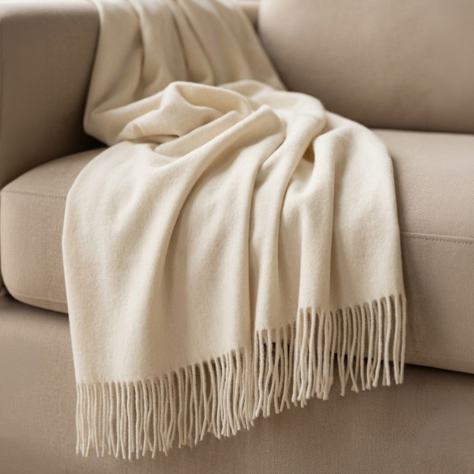 Werpdeken 130x170 cm Cotton Blend Ivoor | Lichtgewicht Deken 250 g/m² voor Bank en Bed