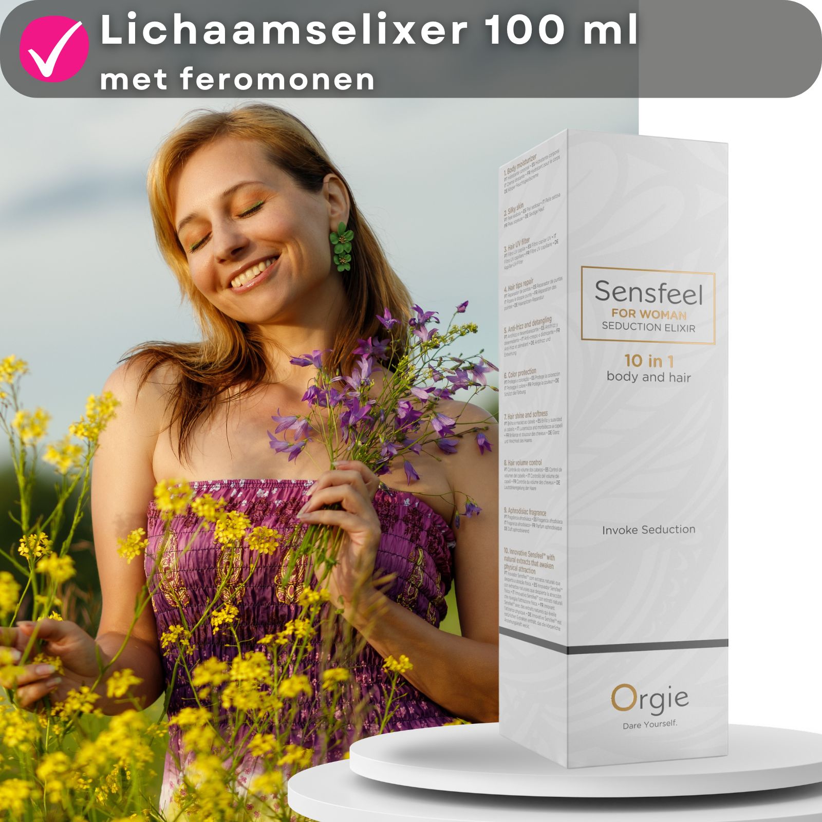 Sensfeel elixer 100ml met feromonen, trekt mannen aan.