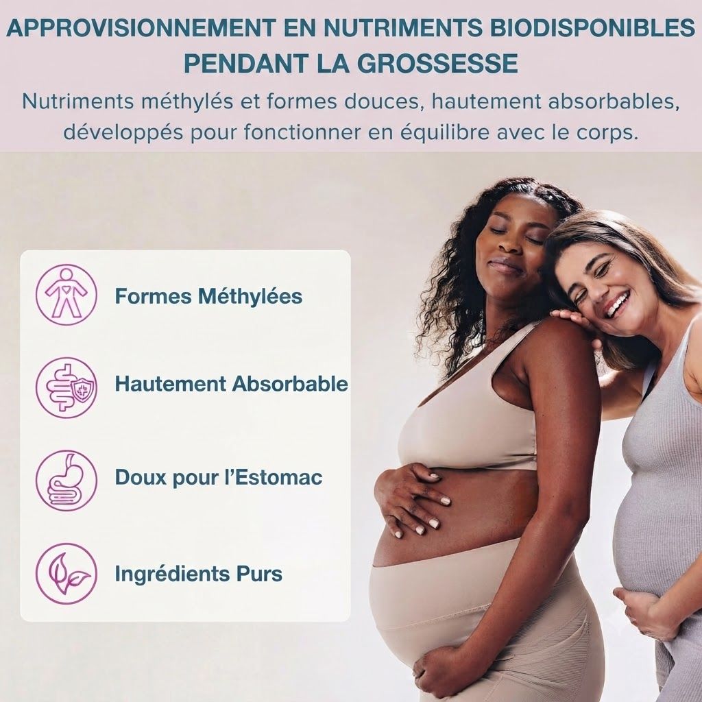 Deux femmes enceintes debout côte à côte. Nutriments pour la grossesse.