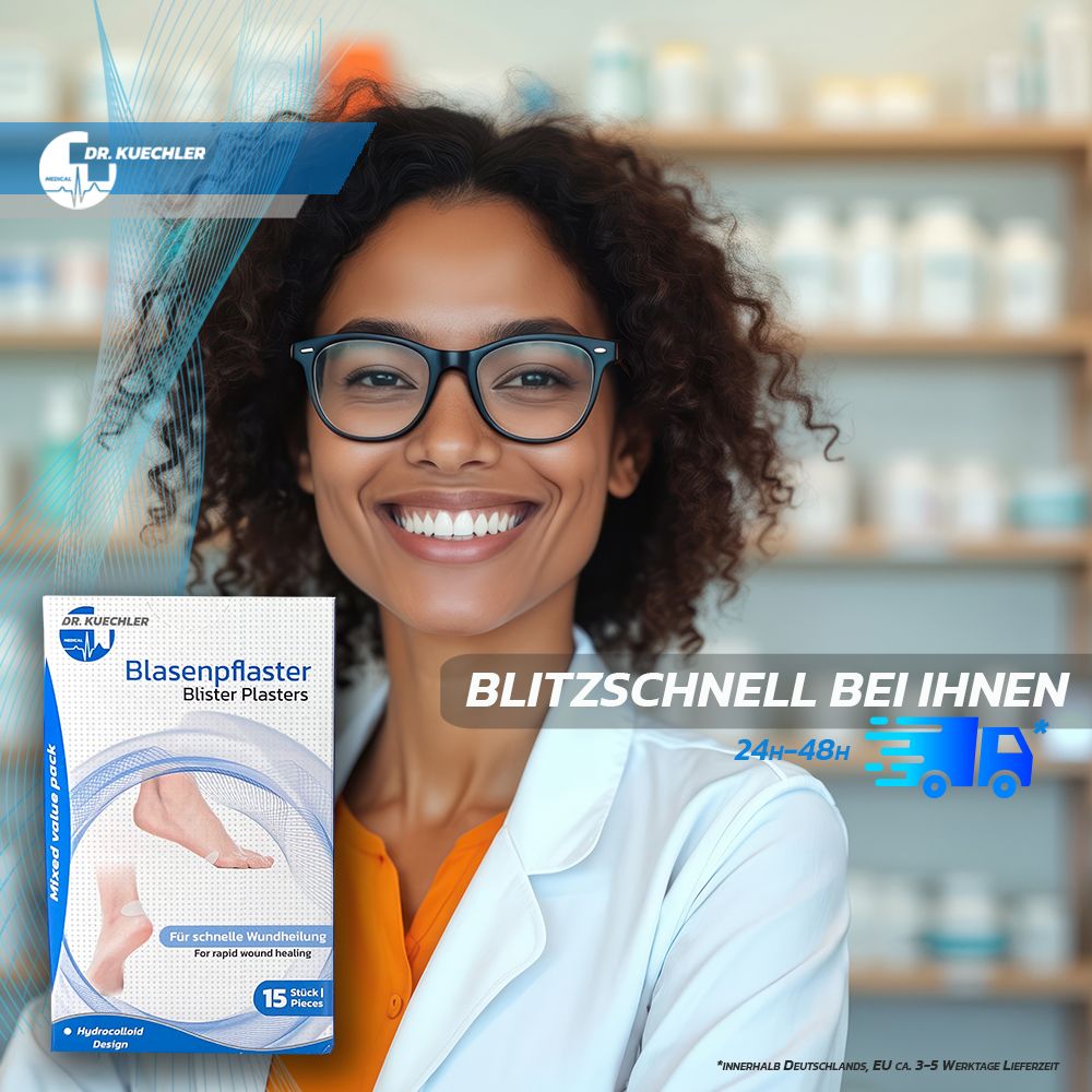 Dr. Kuechler Medical 15 stuks hydrocolloïde blarenpleisters, gemengd voordeelpakket, 3 maten
