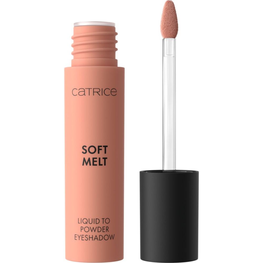 Ombre à paupières Catrice Soft Melt Liquid to Powder, teinte pêche, avec applicateur.