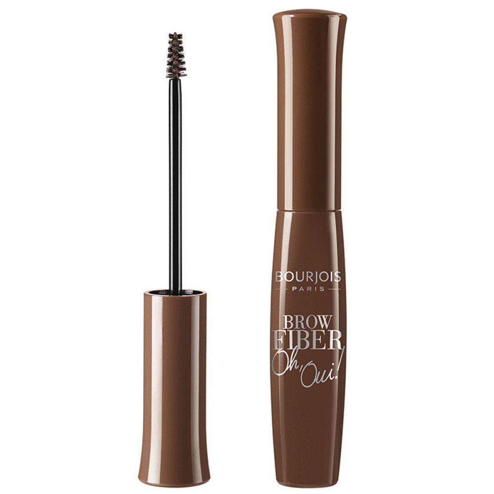 Wenkbrauwmascara met borstel. Opschrift: BROW FIBER Oh Oui! van Bourjois Paris.