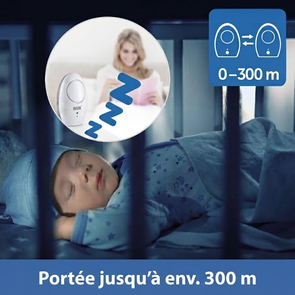 Babyphone avec veilleuse et motif oiseau.