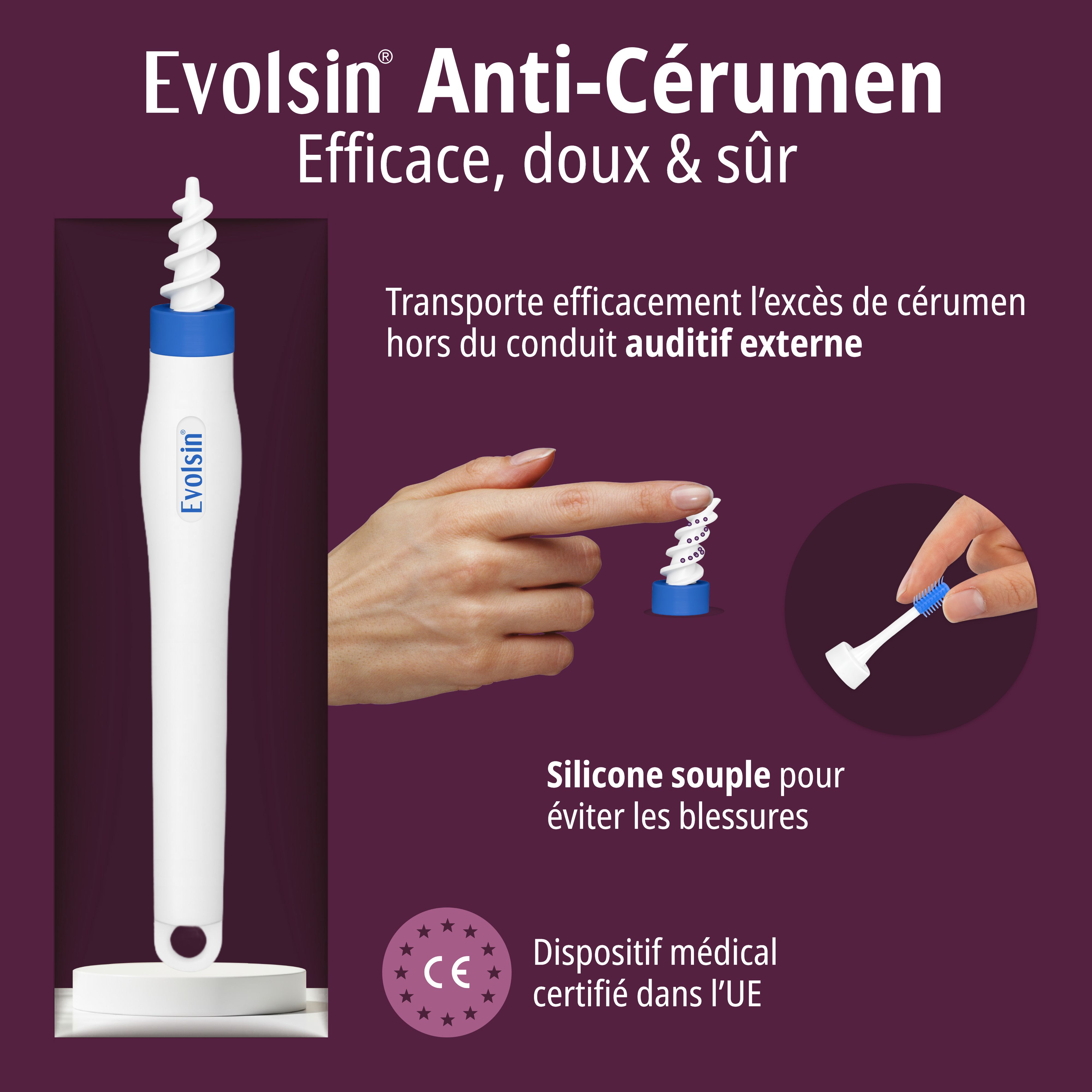 Nettoyeur d'oreilles EVOLSIN® : anatomie de l'oreille montrant le conduit auditif externe.