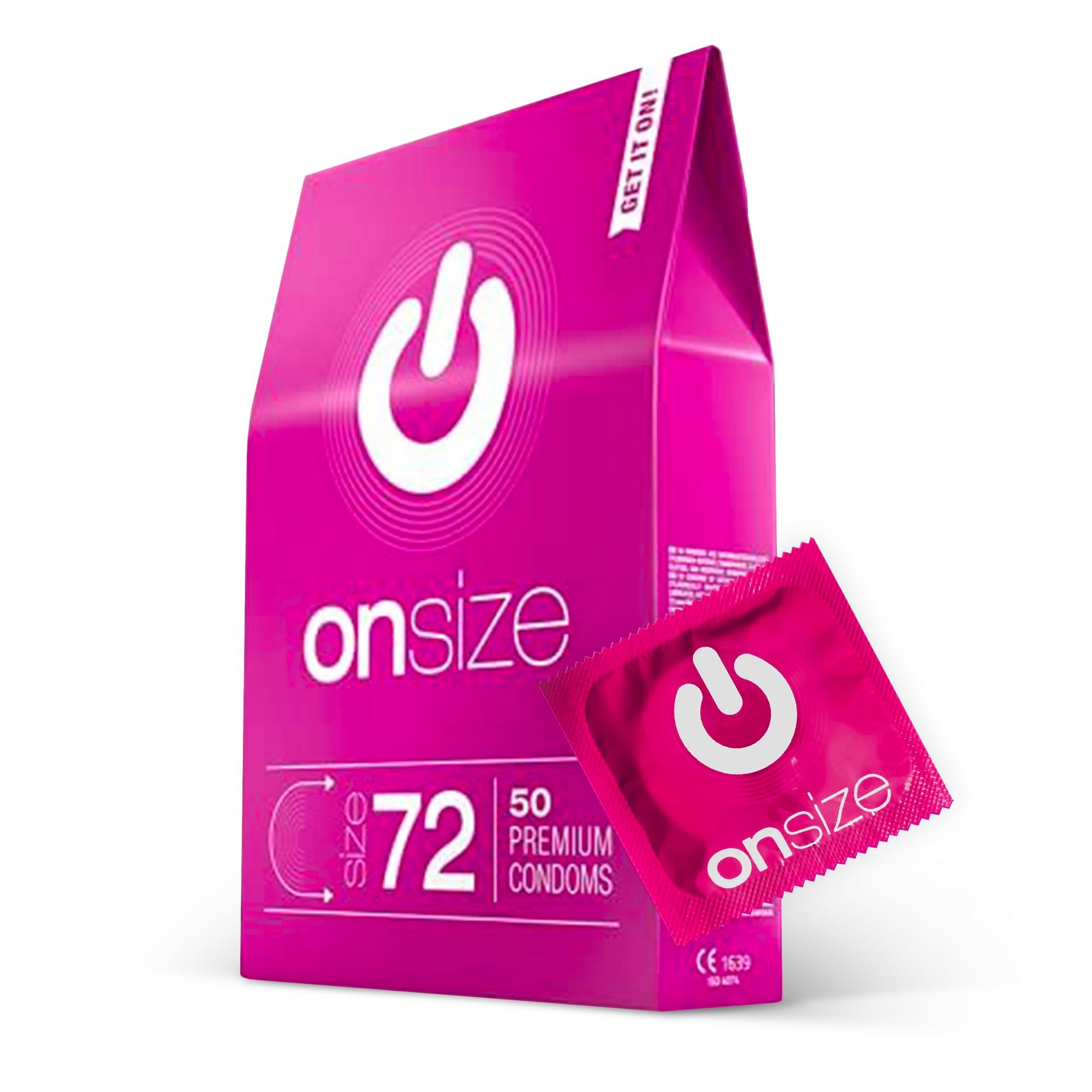 Verpakking ONsize 72mm, 50 premium condooms, roze.