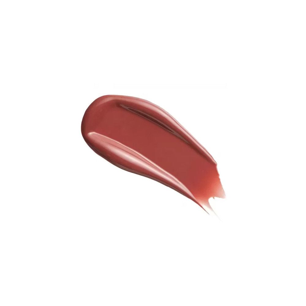 Tracé de gloss étalé. Couleur marron, brillant. Sur fond blanc.
