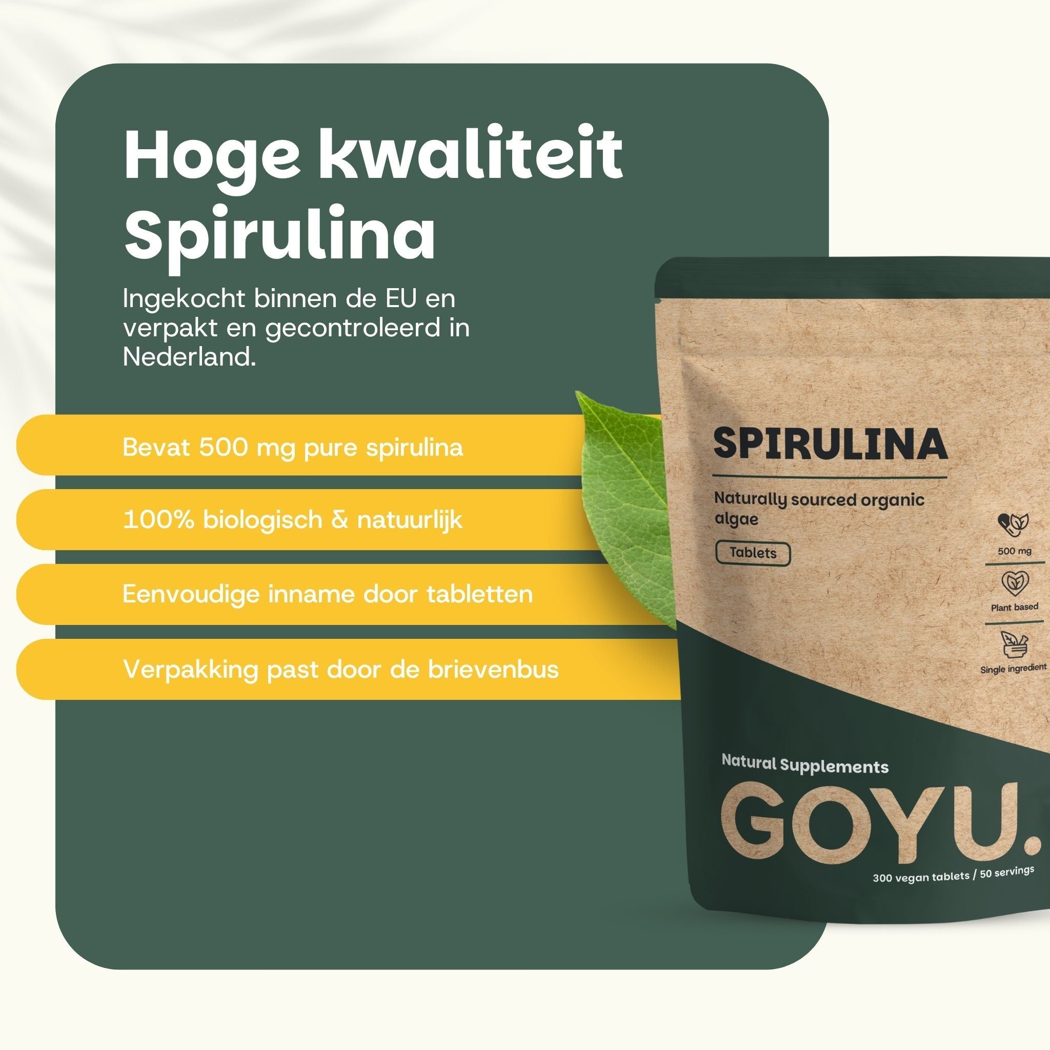 Biologische spirulina: tablet bevat slechts 1 ingrediënt, 100% natuurlijk, vegan, biologisch.
