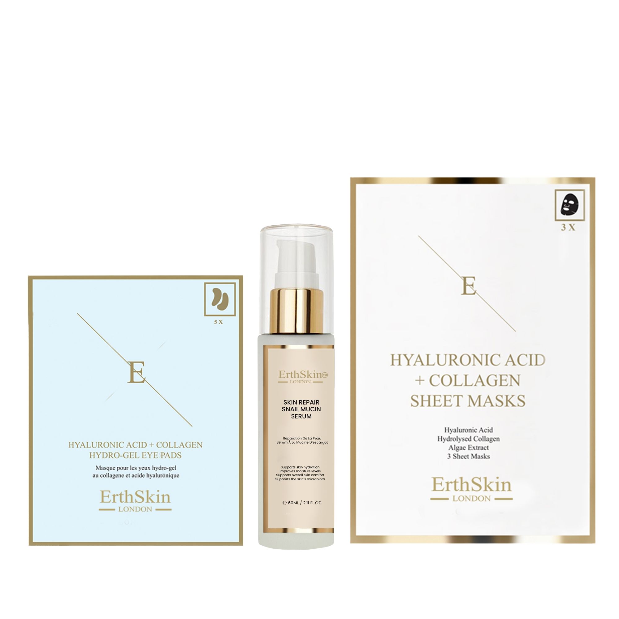 ErthSkin London Coffret Sérum Escargot, Patchs & Masque Collagène