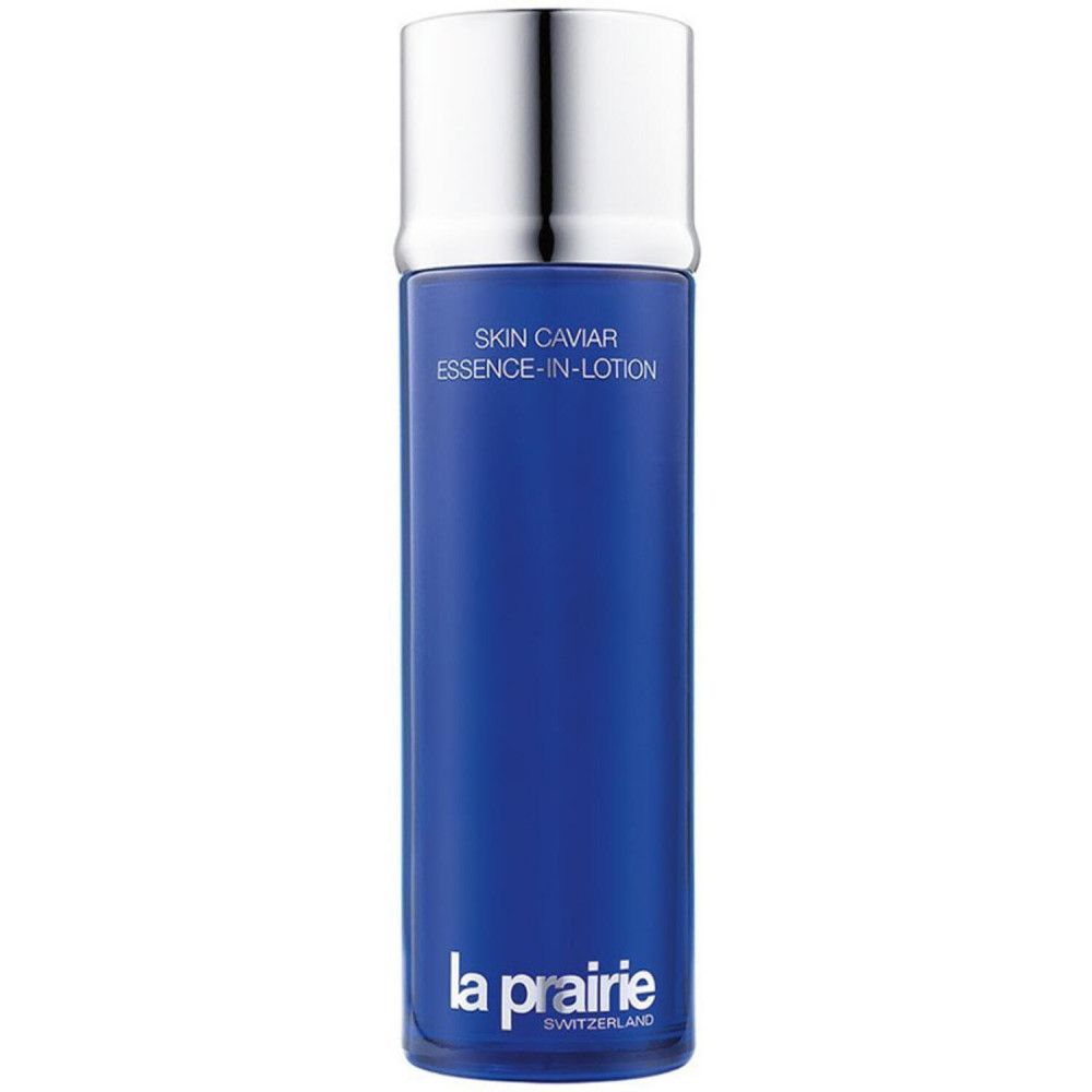 Flacon La Prairie Skin Caviar Essence-in-Lotion avec bouchon argenté.