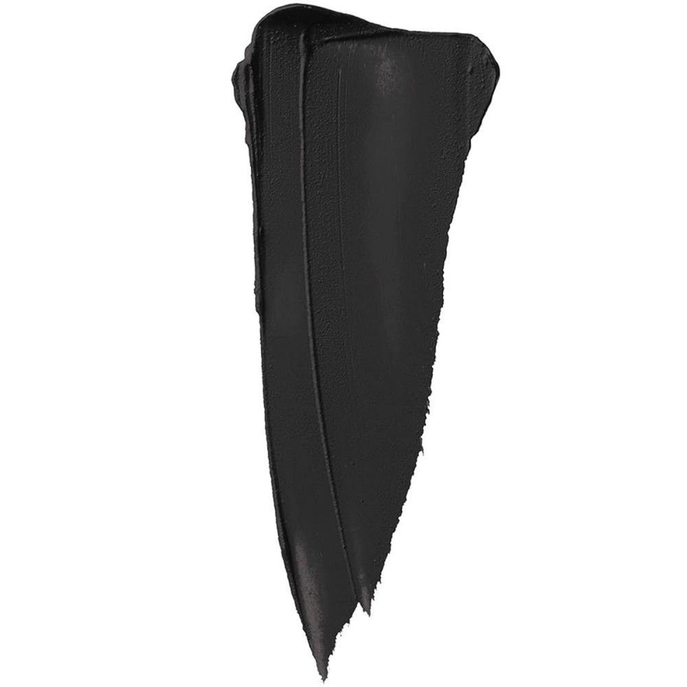 Échantillon de rouge à lèvres noir. Texture crème. Forme verticale irrégulière. Surface lisse.