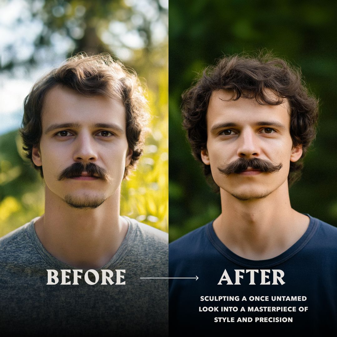 Comparaison avant/après d'un homme avec une barbe.