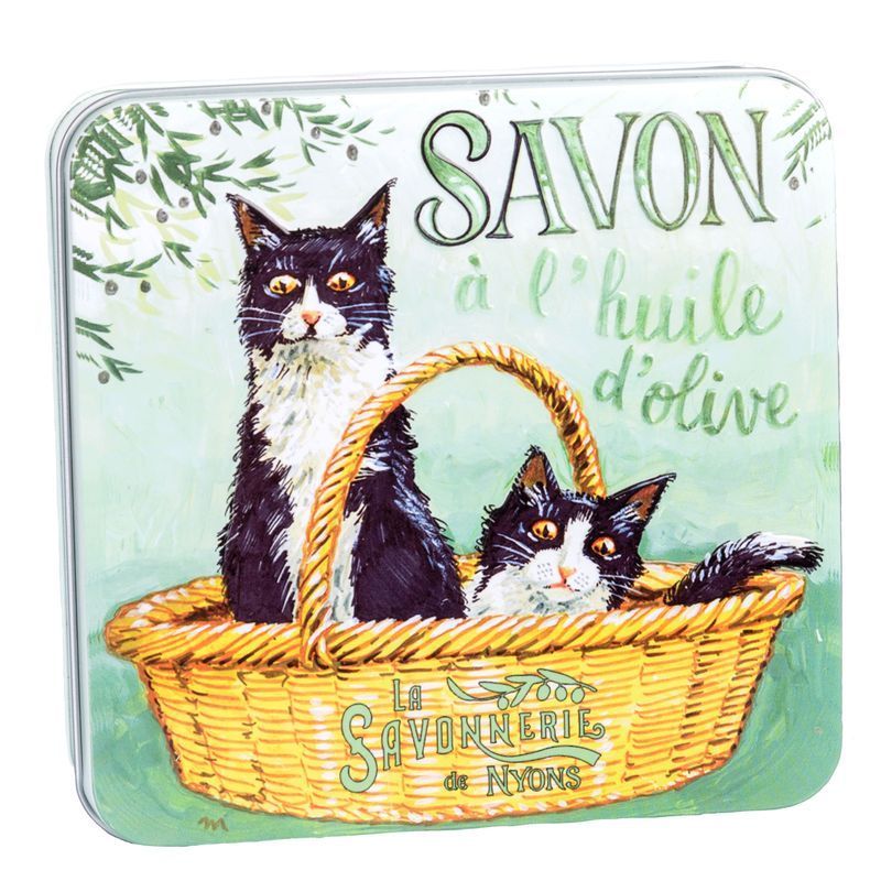 La Savonnerie de Nyons - boîte métal avec savon - chats noir et blanc
