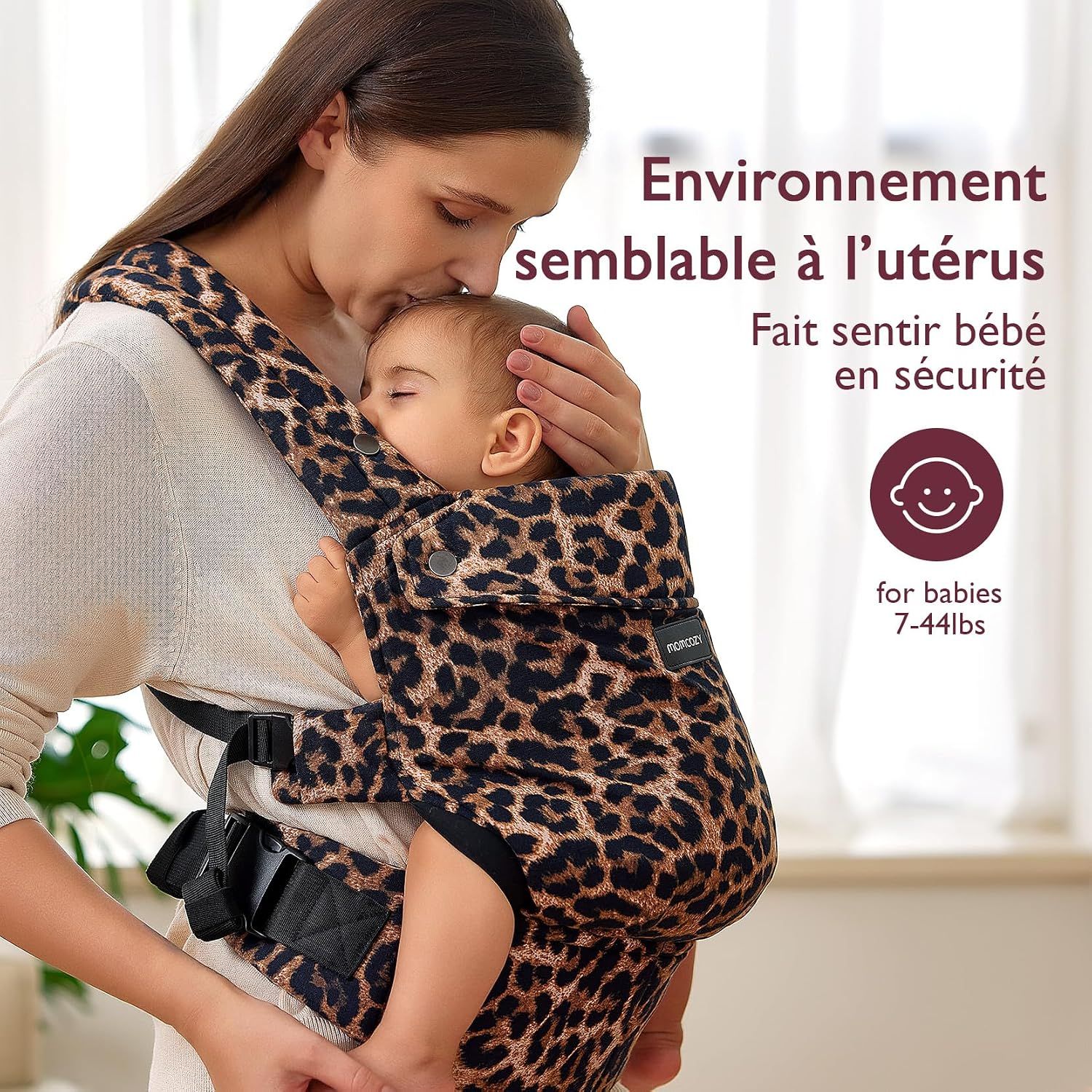 Momcozy Porte-Bébé – Léger & Respirant Léopard