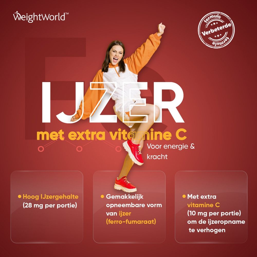 Voedingstabel van WeightWorld IJzer & Vitamine C Gummies. Bevat informatie over ingrediënten en voedingswaarden.