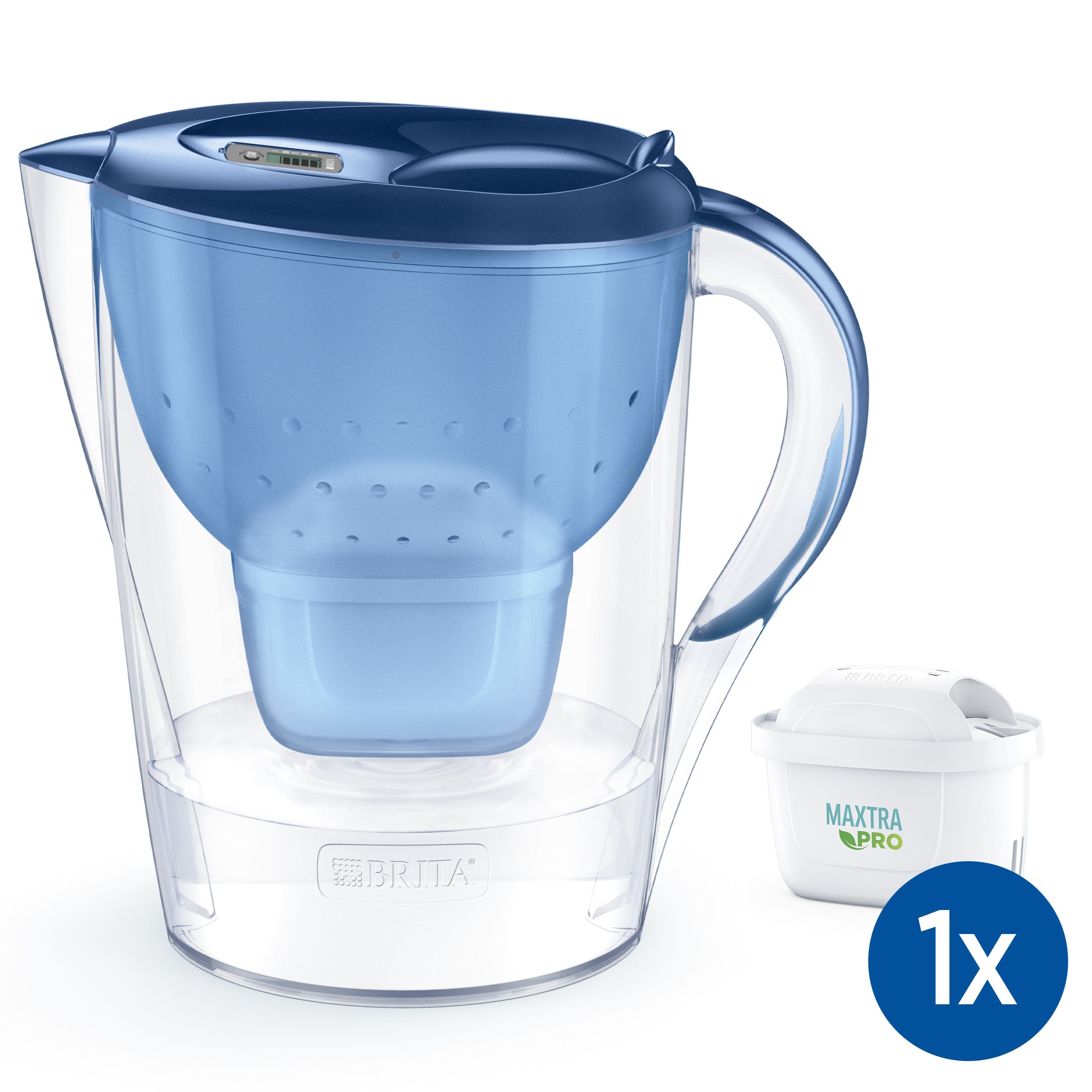 Carafe filtrante BRITA Marella XL bleue avec une cartouche MAXTRA PRO.