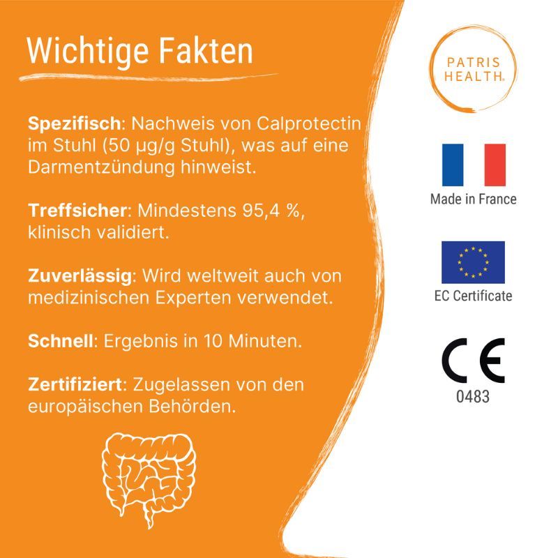 Belangrijke feiten over de test. Informatie over specificiteit, betrouwbaarheid en certificering. Logo's en CE-markering.