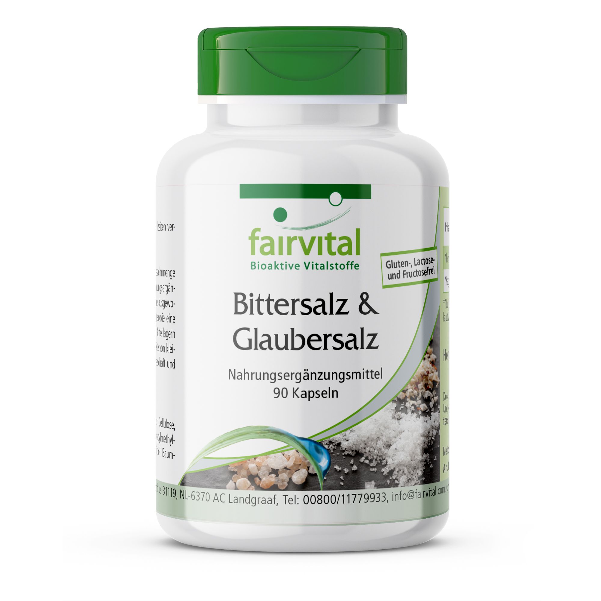 Flacon Fairvital Bioaktive Vitalstoffe de 90 gélules BitterSalz & Glaubersalz.