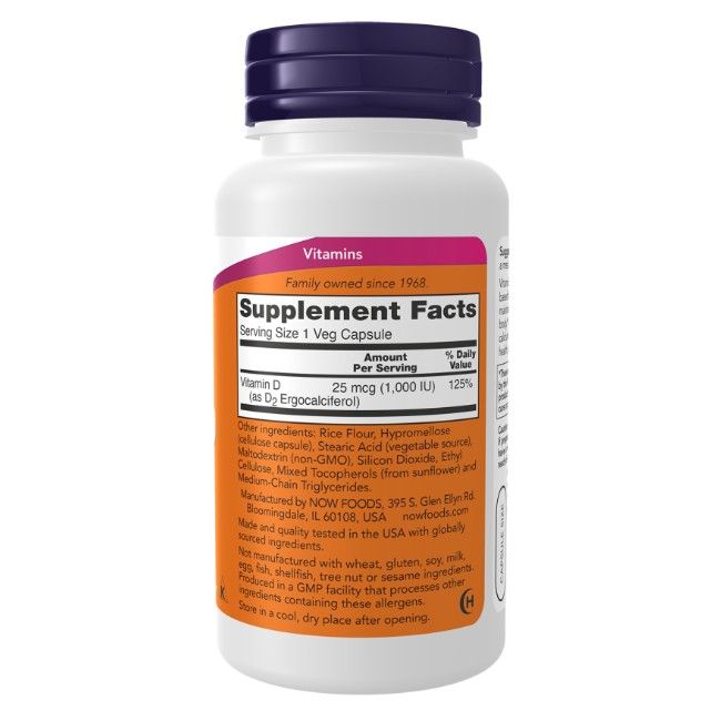 Now Foods Vegetarische, droge vitamine D 1000 UI