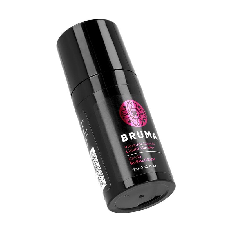 Bruma vloeibare vibrator, 15ml, in zwarte fles met pompdispenser.