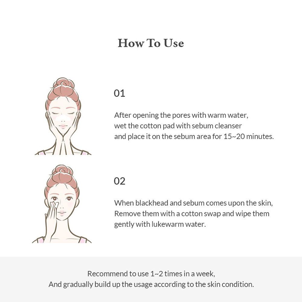 Illustraties voor het gebruik van Dr. Althea Sebum Cleanser op de huid.