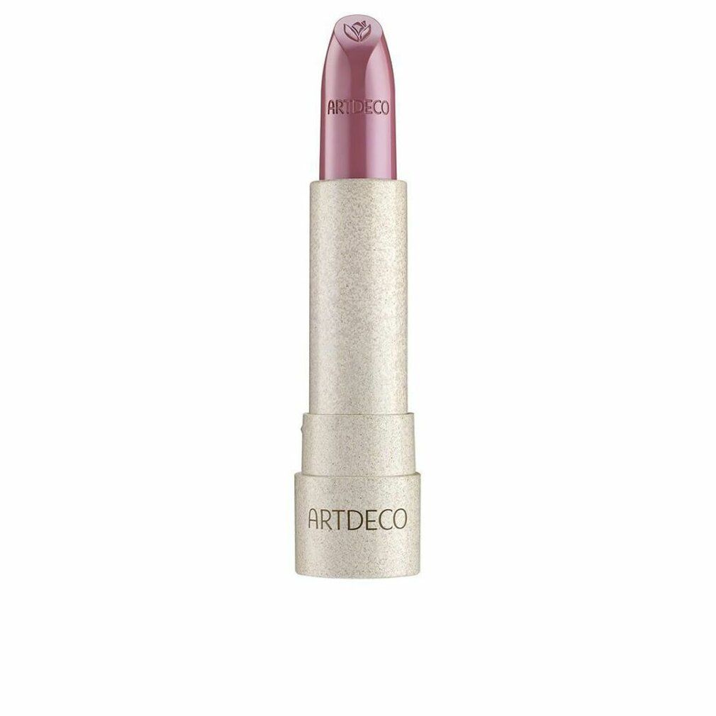 Roze lipstick met beige huls. De tekst ARTDECO is zichtbaar op de huls.