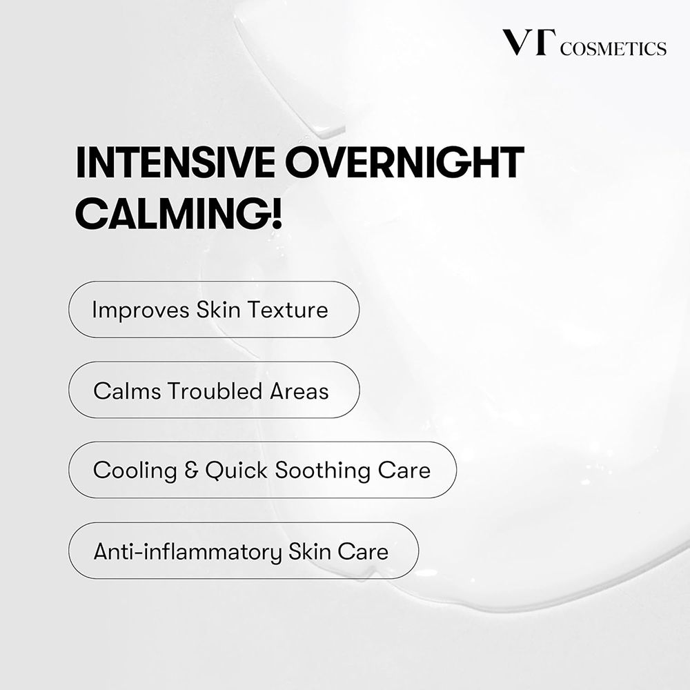 VT Cosmetics: Intensieve Nachtkalmering. Verbetert huidtextuur, kalmeert probleemzones, verkoelende verzorging, ontstekingsremmend.