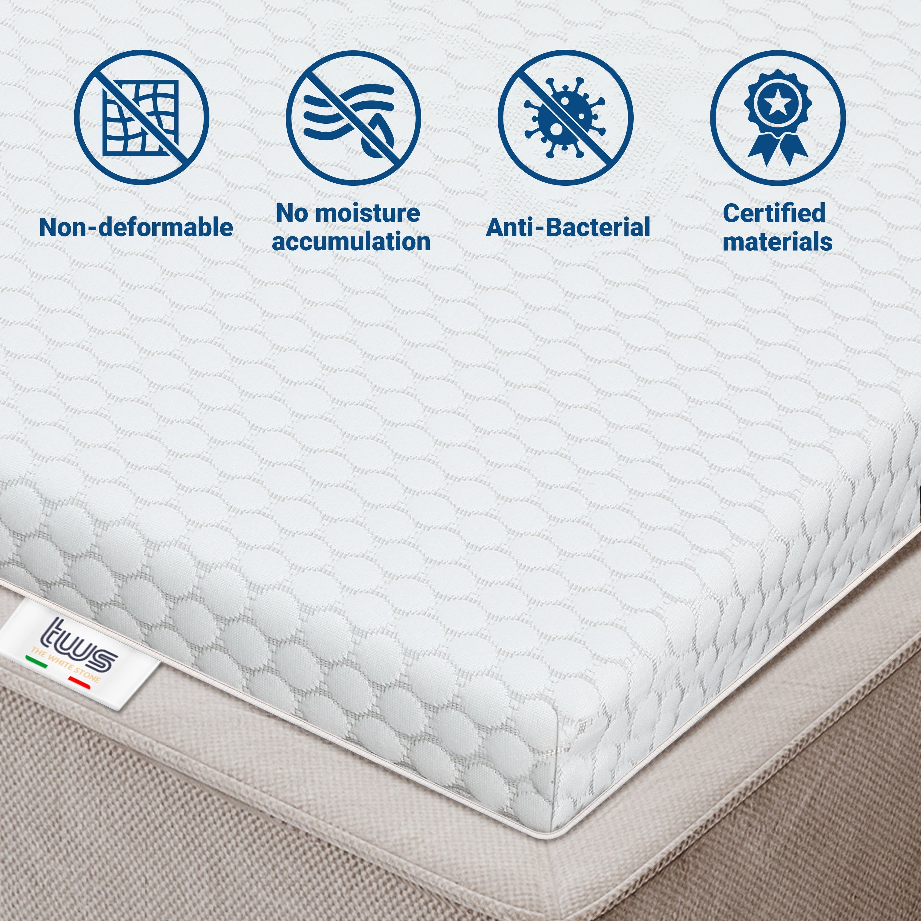 The White Stone Traagschuim topmatras 135 x 190 cm | Matras topmatras 6 cm