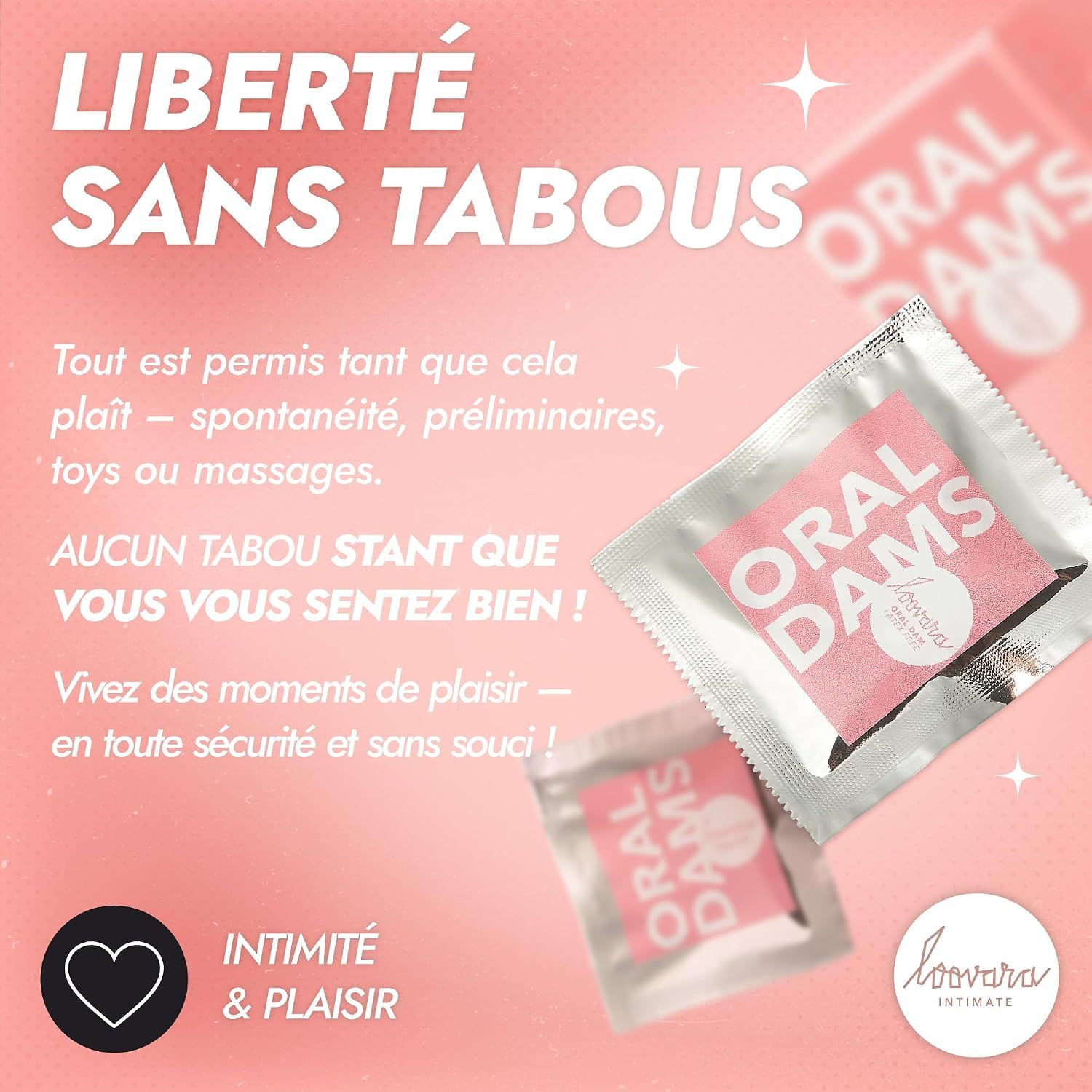 Loovara Lingettes buccales 18 pièces sans latex - Lot économique 6x3 - Oral Dams Latex Free - Linge