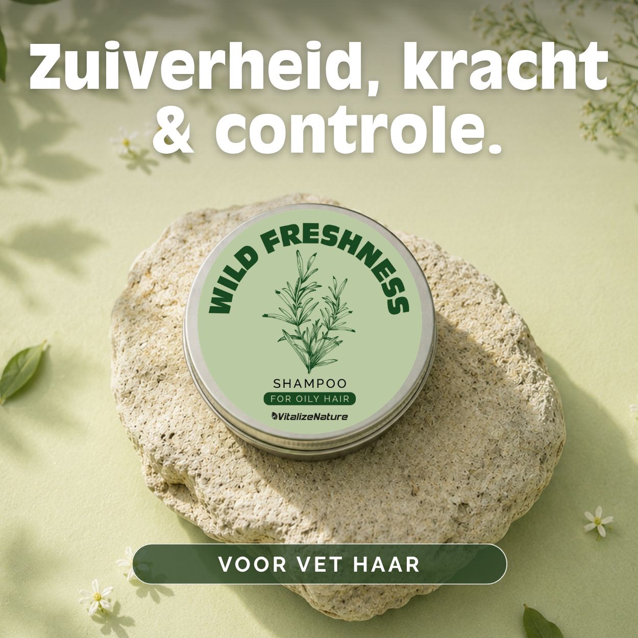 VitalizeNature Wild Freshness Shampoo Bar – Brandnetel & Rozemarijn voor Vet Haar