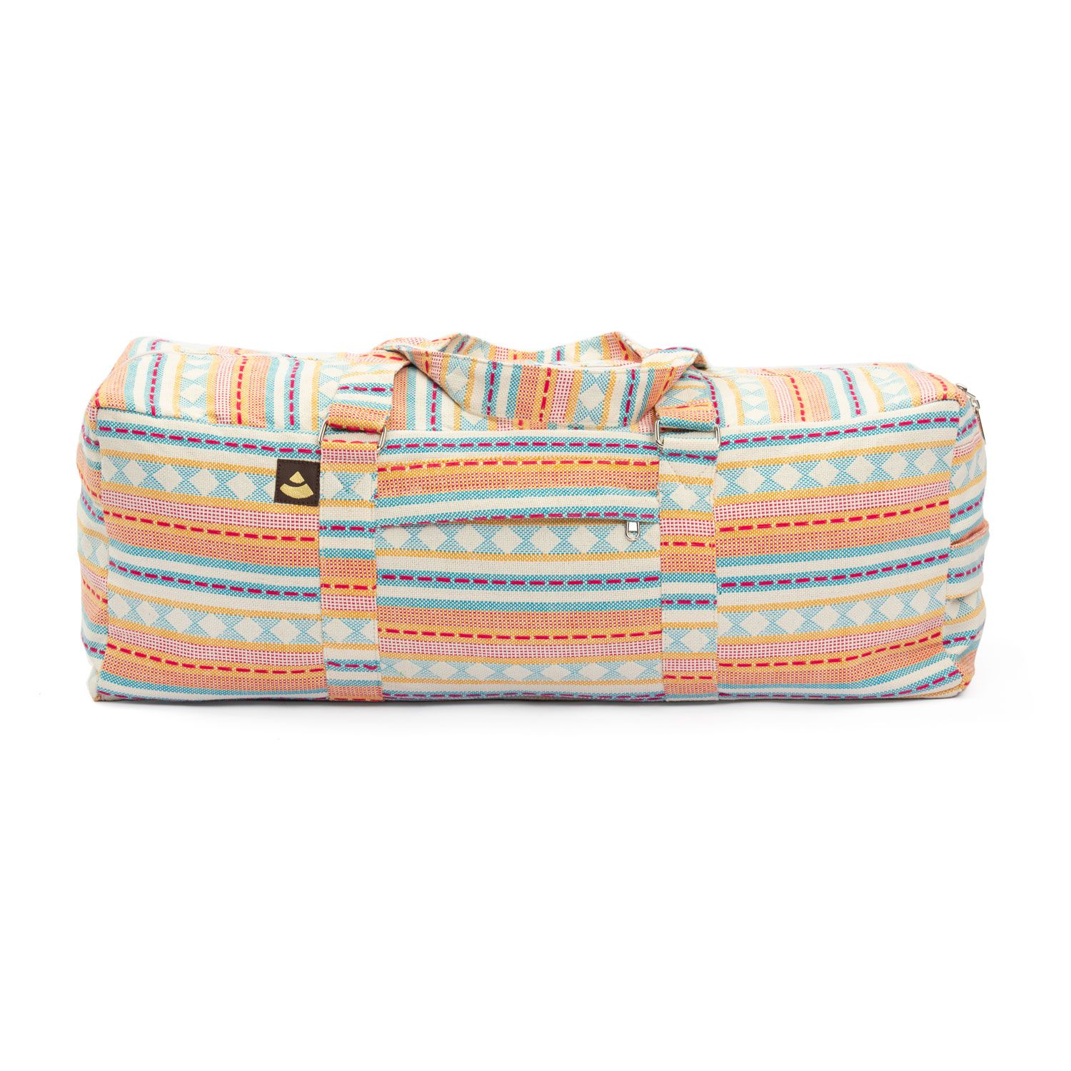 bodhi Collection ETHNO : Sac de Yoga Kit Tissu Jacquard, motifs abricot-bleu clair