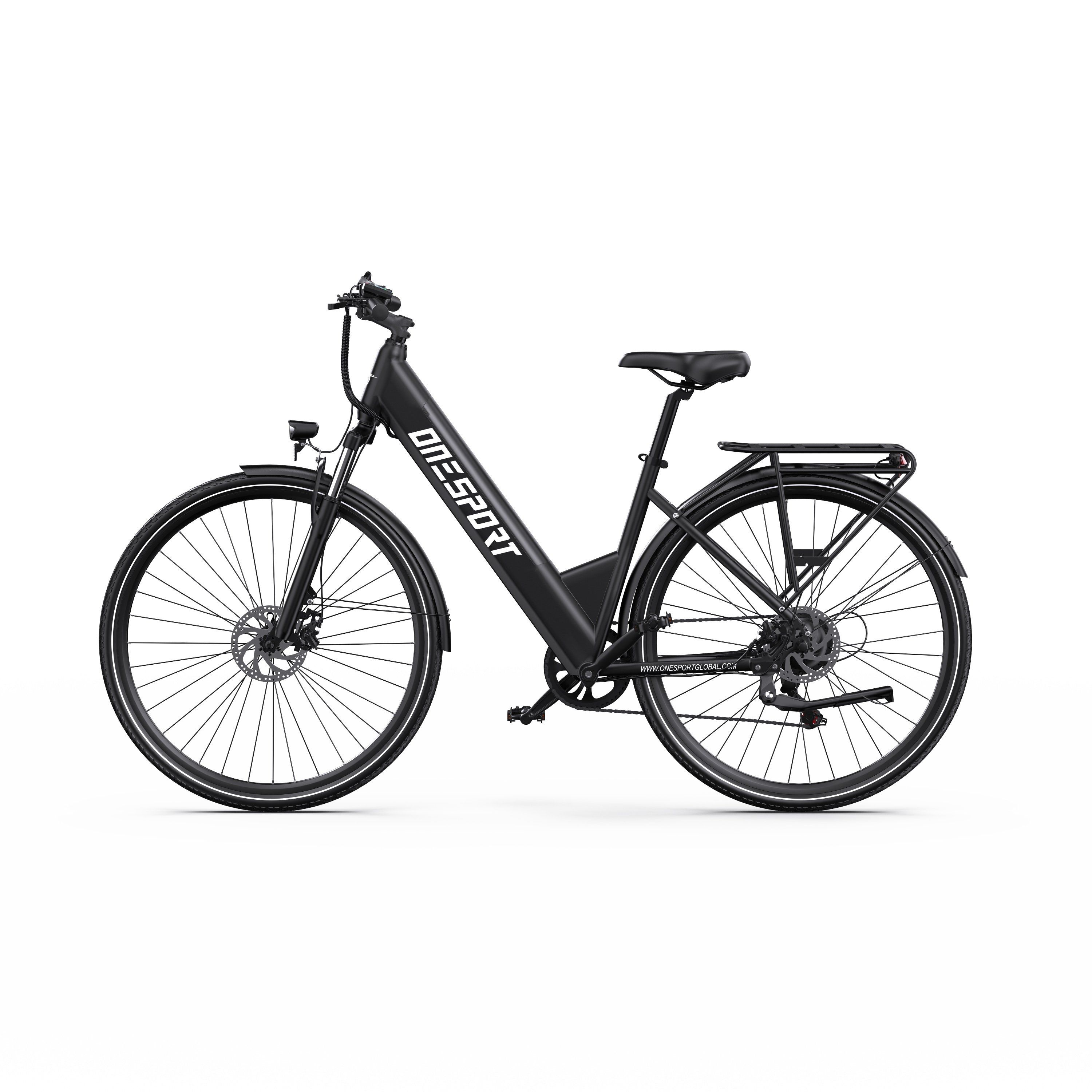 ONESPORT OT12 Vélo électrique urbain 27,5", batterie 36 V 13 Ah, compatible avec une application