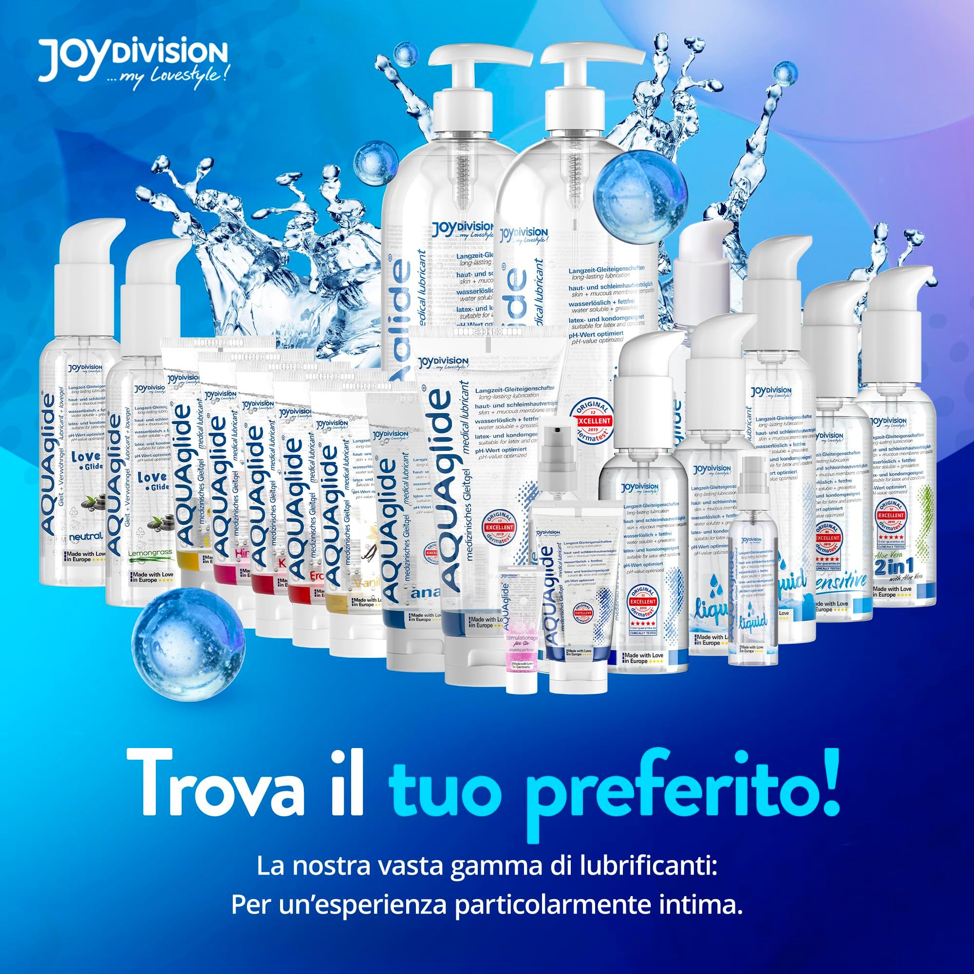 Joydivision AQUA GLIDE Liquid glijmiddel, 50ml pompfles, watereffecten.