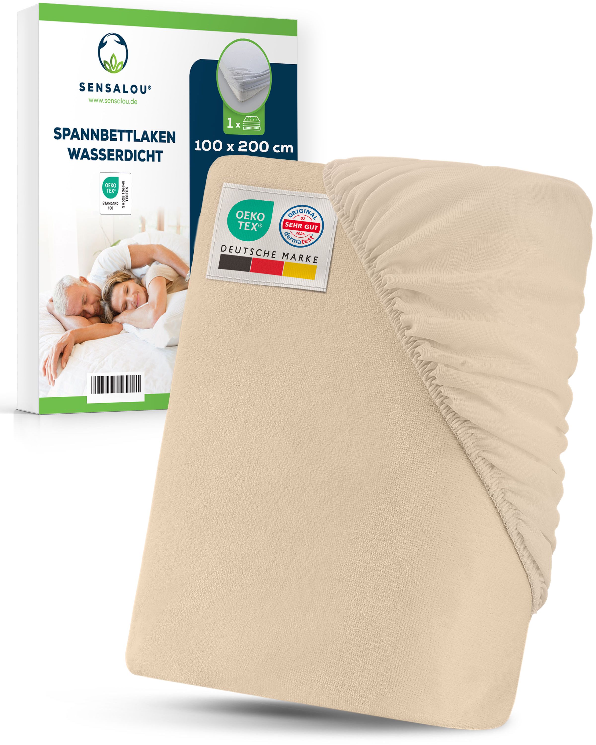Sensalou drap-housse 100 x 200 en beige
