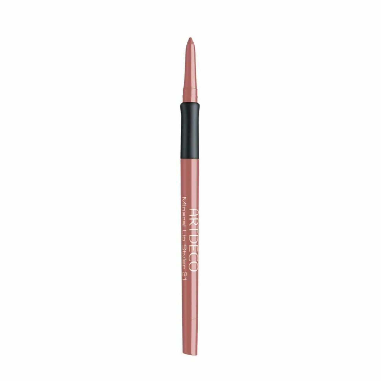 Roze lippenstift. Zwart middengedeelte. Opschrift: Artdeco Mineral Lip Styler.