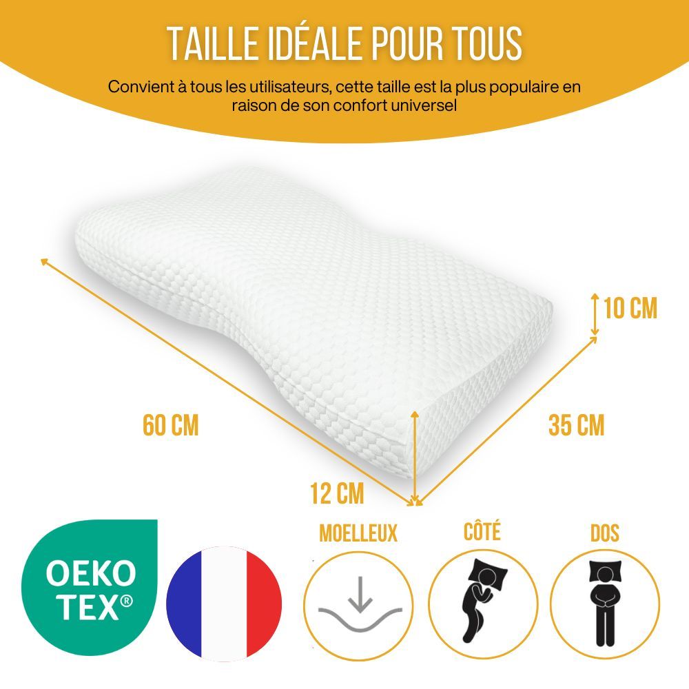 Oreiller ergonomique. Femme dormant. Anti-ronflement. Prévention de l'insomnie. Oreiller blanc.