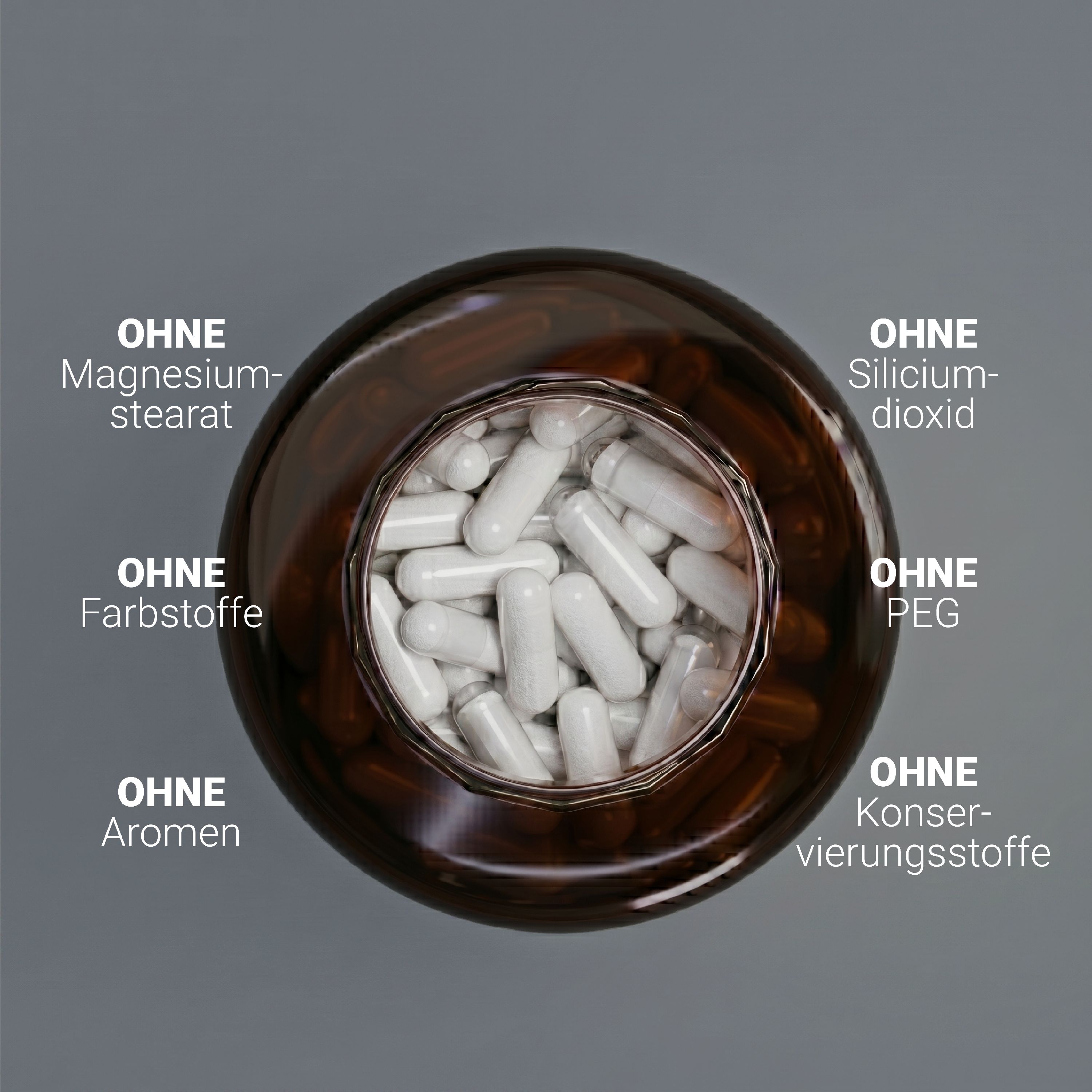 Nullure Nicotinamide Riboside capsules: Zonder magnesiumstearaat, kleurstoffen, aroma's, siliciumdioxide, PEG, conserveermiddelen.