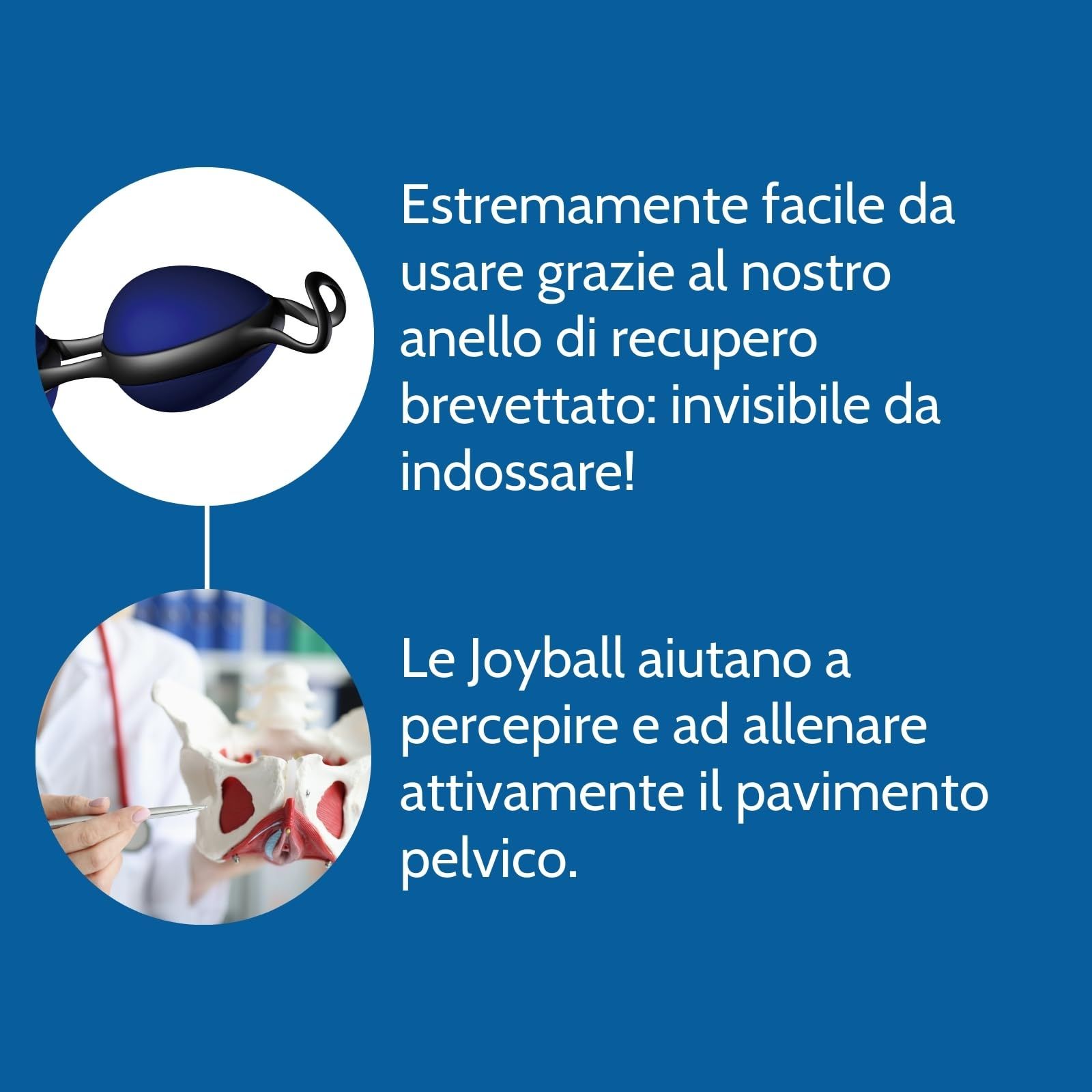Vue détaillée d'un JOYDIVISION Joyball avec anneau de récupération. Texte sur la facilité d'utilisation.