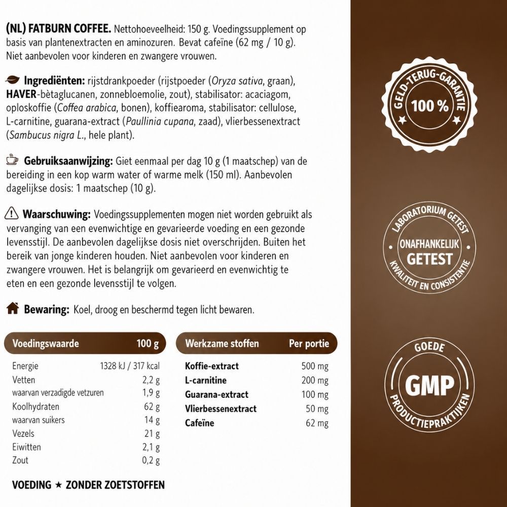 Blik OK!FatBurn Coffee met 5in1 actie voor energie en gewichtsverlies.