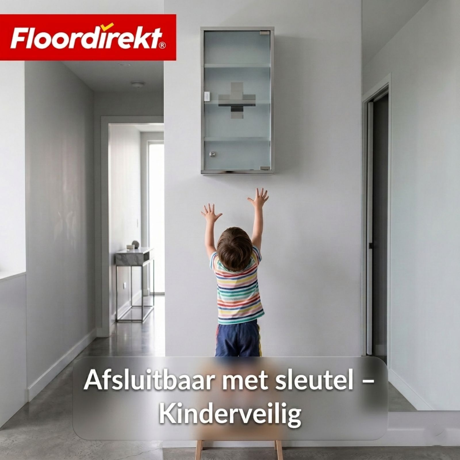 KARAT Medicijnkast Allen - Afsluitbare medicijnkast glazen deur zilver 60 x 30 cm 4 vakken